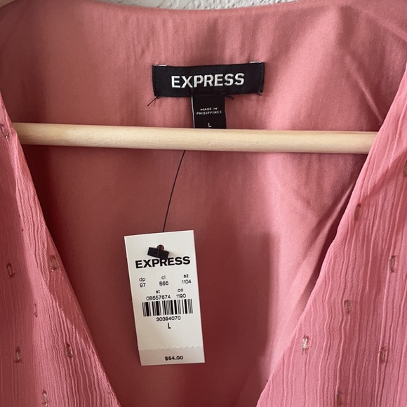Express pink long sleeve blouse ruched bottom - Picture 2 of 5